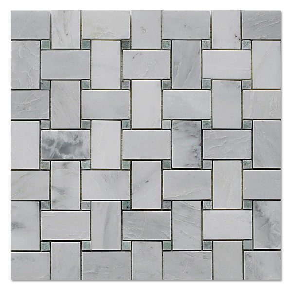 Basket mosaic statuary white with ming green