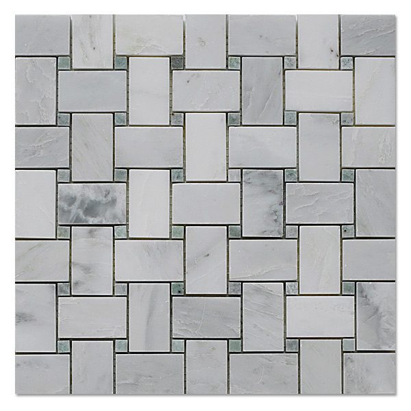 Basket mosaic statuary white with ming green