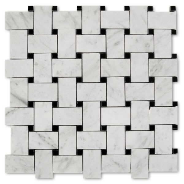 Basket Weave Mosaic Bianco Carrara tiles