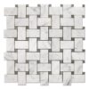Basket Weave Mosaic Bianco Carrara with Grey dots