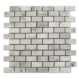 Bianco Carrara Mosaic brick design tiles on display