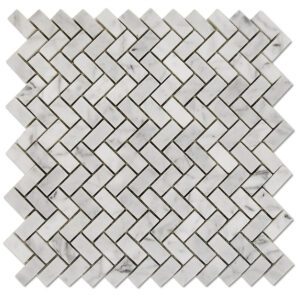 Bianco Carrara Mosaic Herringbone tiles