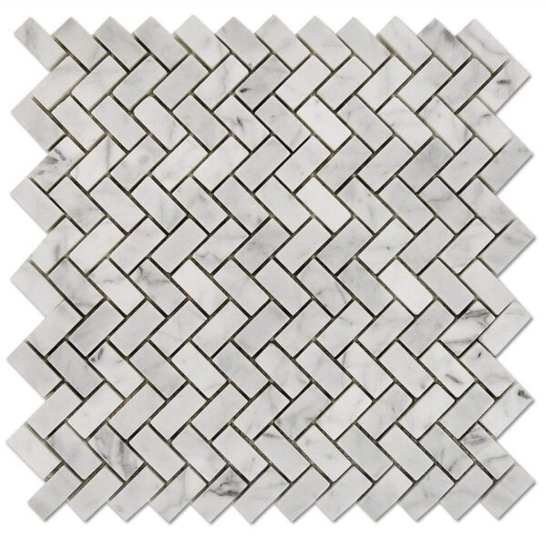 Bianco Carrara Mosaic Herringbone tiles