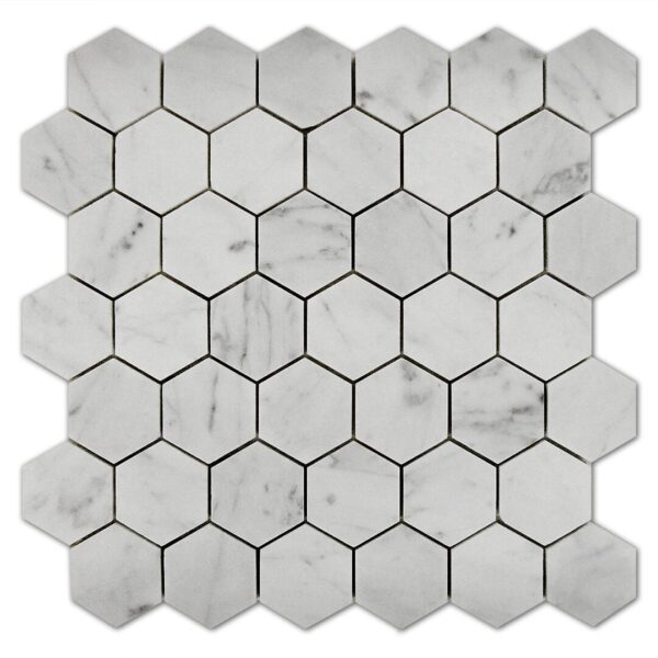 Bianco Carrara Mosaic Hexagon 2x2.