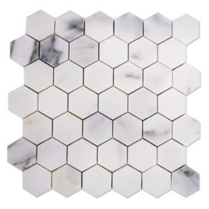 Calacatta Gold Mosaic Hexagon shaped tiles