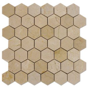 Crema marfil mosaic hexagon shaped tiles
