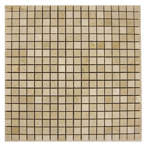 Crema marfil mosaic half by half tiles on display