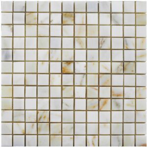 White sugar mosaic polished tiles on display