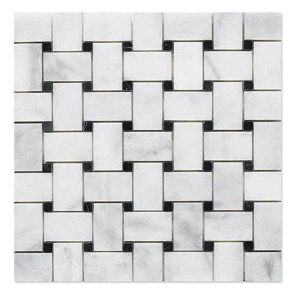 Basket mosaic milano white with black dots polished tiles