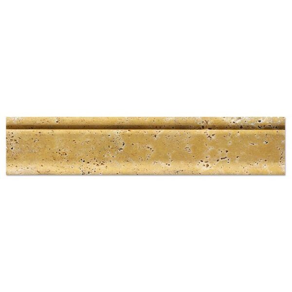 A yellow (gold) travertine crown moulding border on a white background.