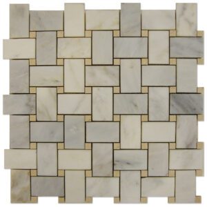 Basket Weave Mosaic Statuary with Crema Marfil dots tiles