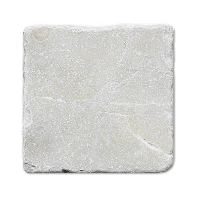 A Botticcino Tumbled stone coaster on a white surface.