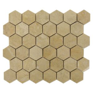 Perlato crema mosaic hexagon design tiles