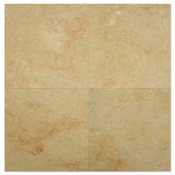 A set of four Perlato Crema Rose marble tiles on a white background.