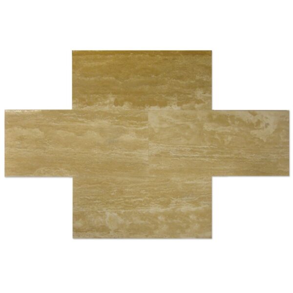 A beige White Travertine Vein Cut Filled, Polished tile on a white background.