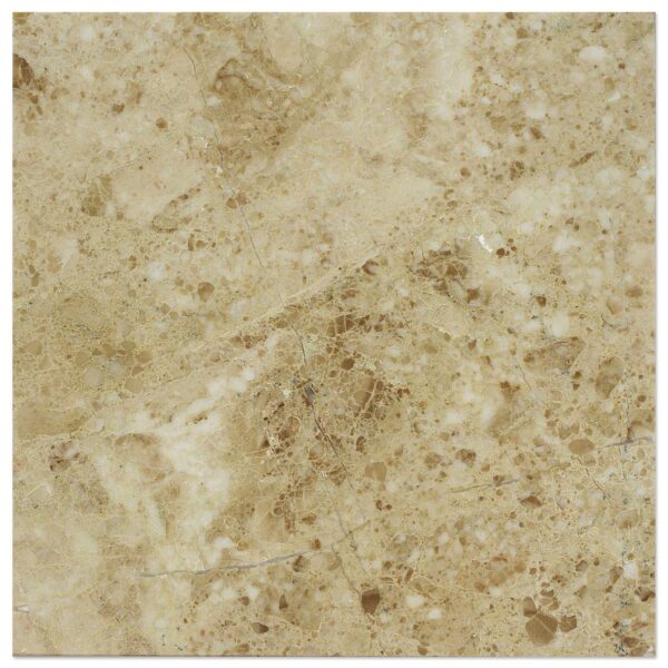 A close up image of a Cappuccino Polished Medium marble tile.
