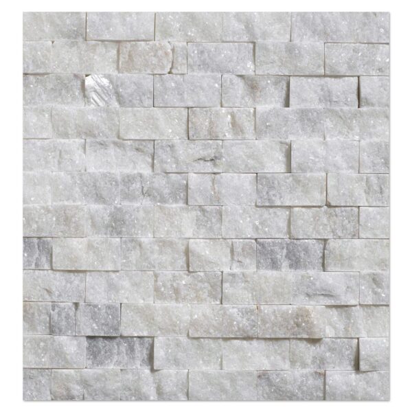 An image of a Milano White split face mosaic tile wall.