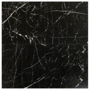 Nero marquina polished tiles in black on the display