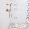 A beautiful classic bathroom with a shower