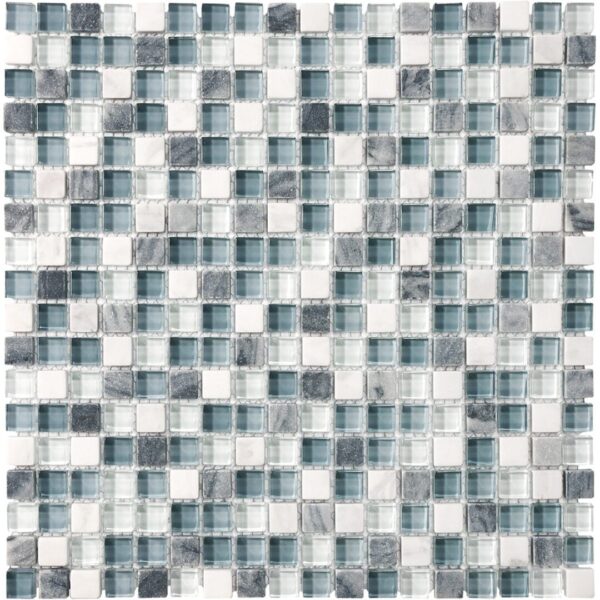 A close up of the glass tile pattern