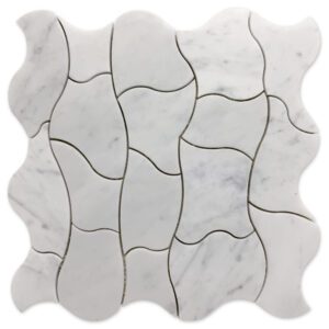 White marble tiles on white background
