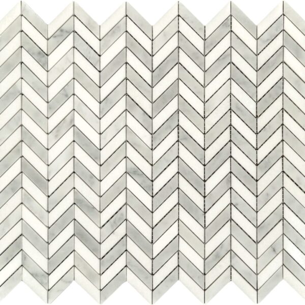A white and gray herringbone pattern is shown.