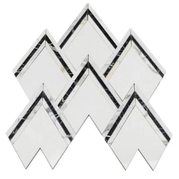 A set of six white and black tiles